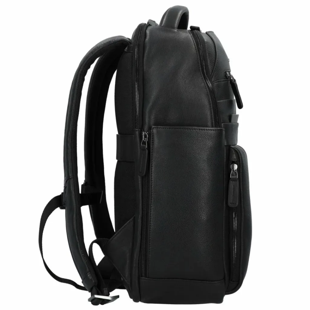 Outlet Piquadro Paavo Business-Rucksack Leder 42 cm Laptopfach black