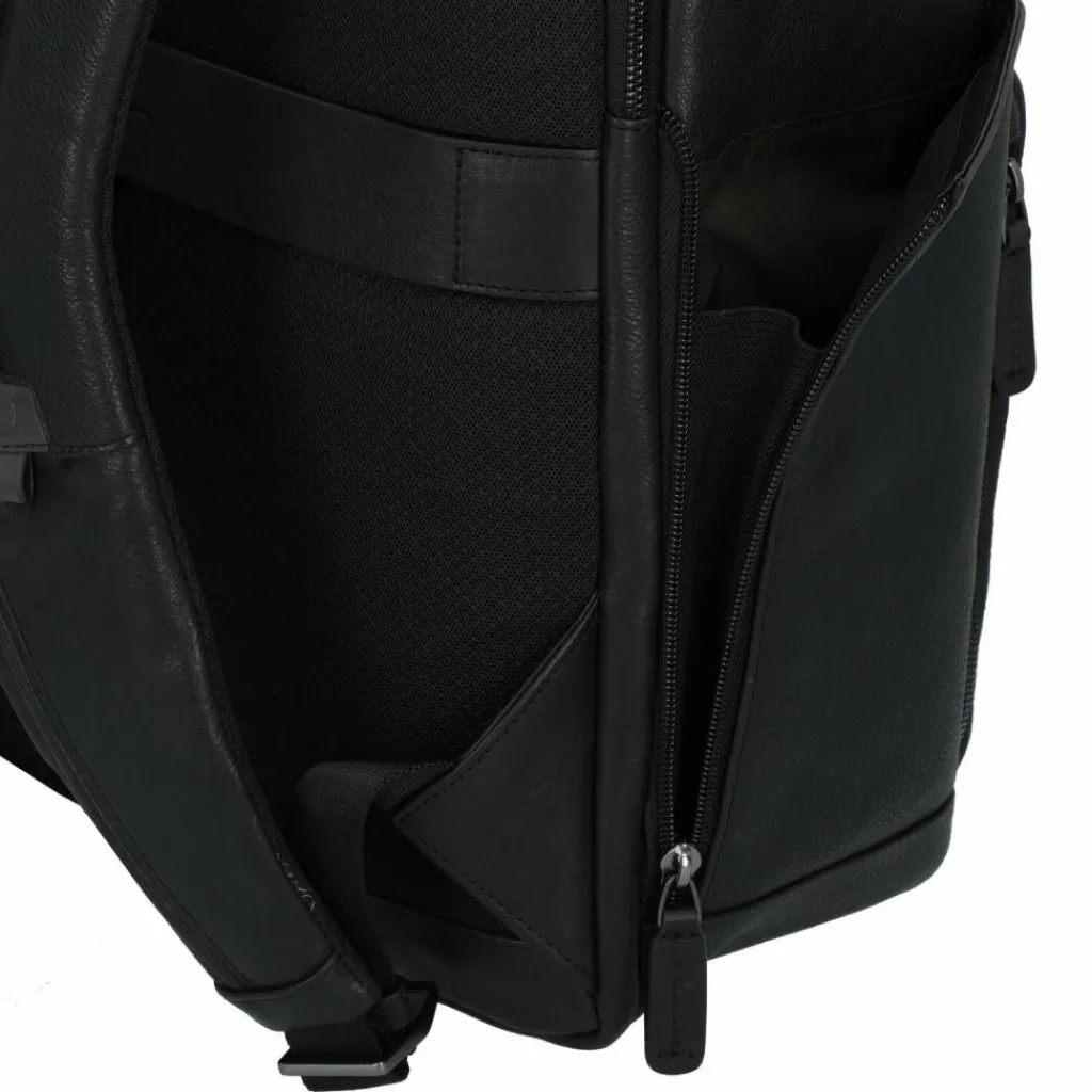 Outlet Piquadro Paavo Business-Rucksack Leder 42 cm Laptopfach black