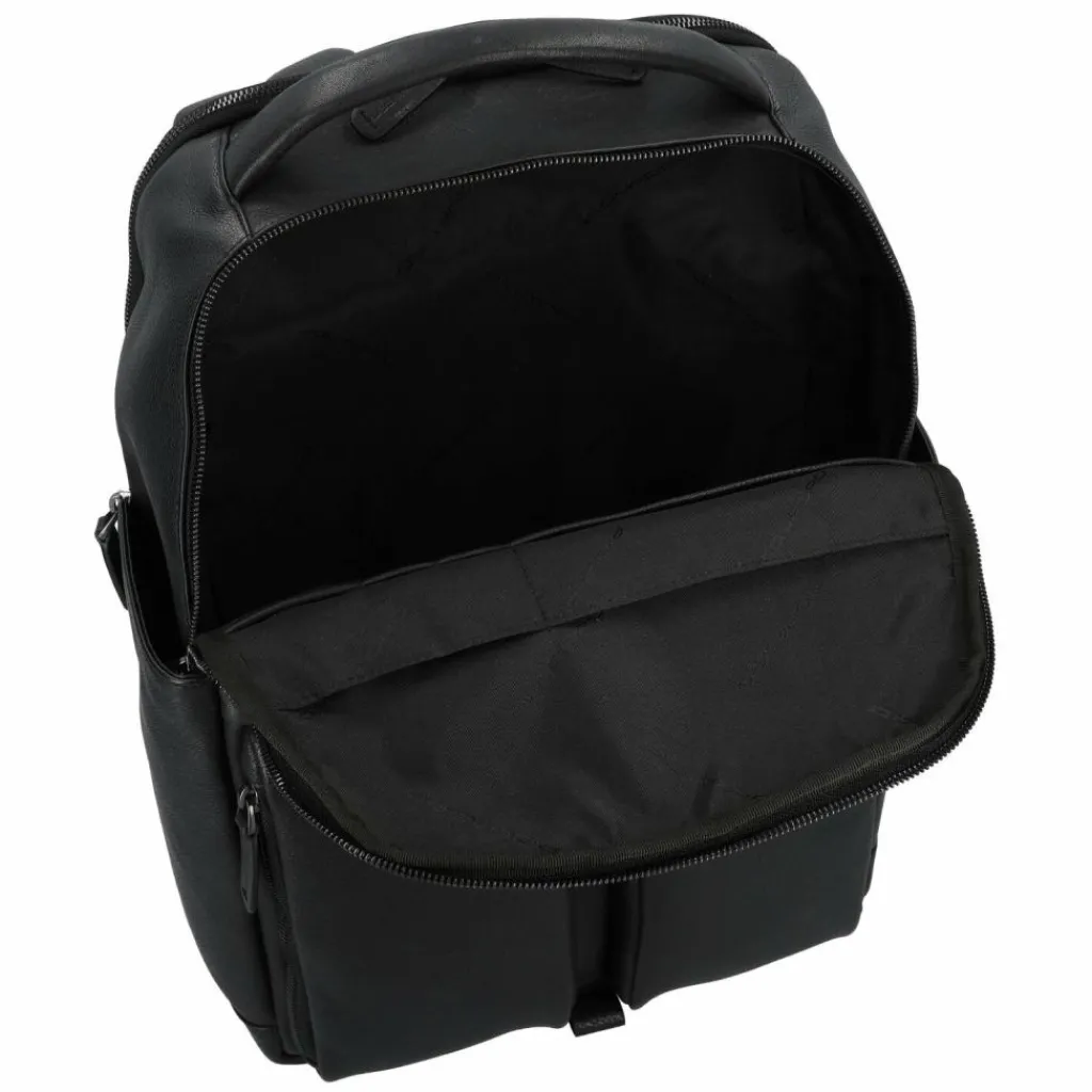 Outlet Piquadro Paavo Business-Rucksack Leder 42 cm Laptopfach black