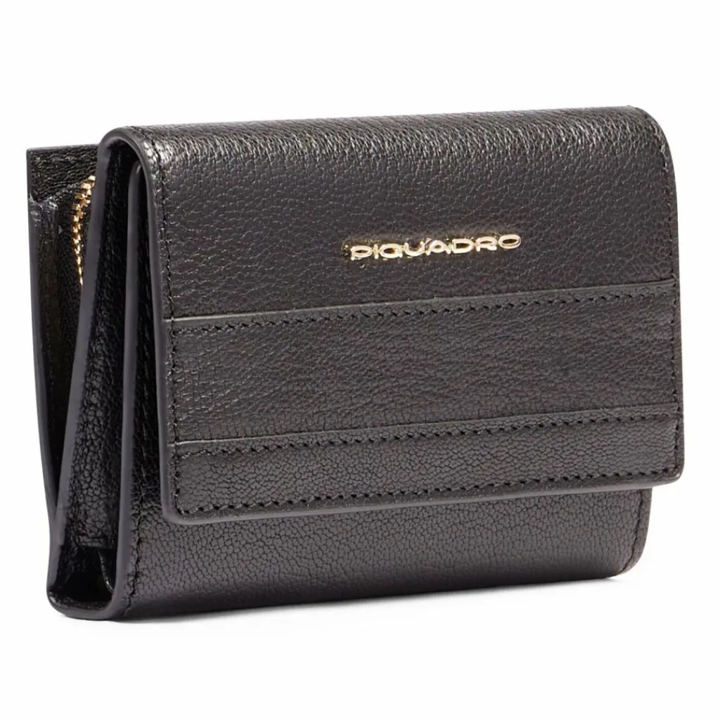 Piquadro Damengeldbörsen Querformat<Patricia Geldbörse RFID Schutz Leder 9 cm black