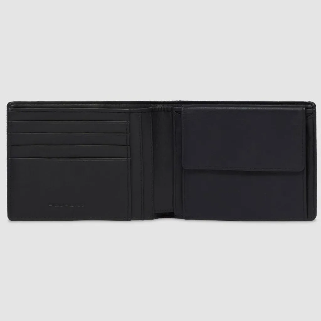 Sale Piquadro PQ-Earth Geldbörse RFID Schutz Leder 12.5 cm black