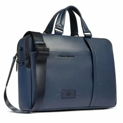 Outlet Piquadro Russel Aktentasche RFID Schutz Leder 40 cm Laptopfach blue