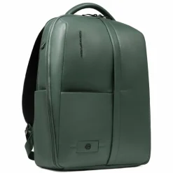 Discount Piquadro Russel Daypack RFID Schutz Leder 41 cm Laptopfach green