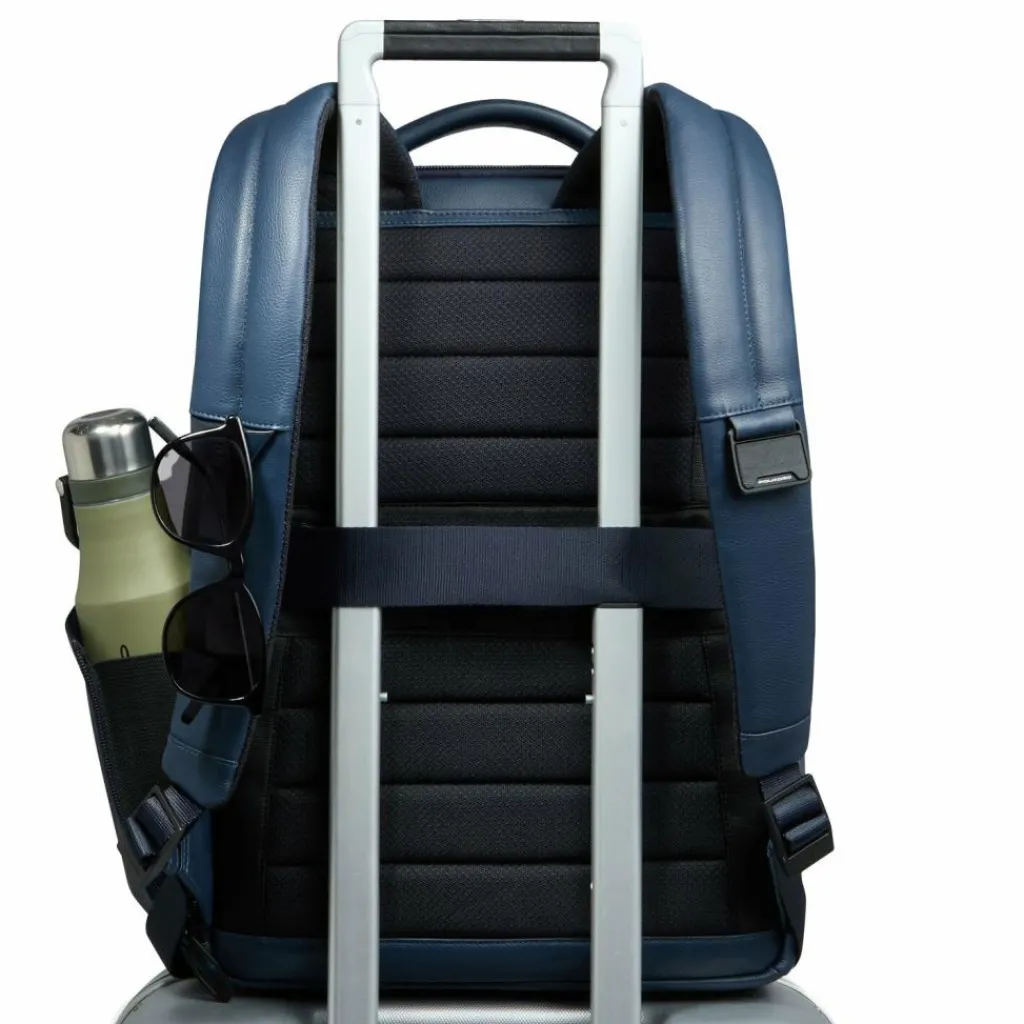 Clearance Piquadro Russel Daypack RFID Schutz Leder 41 cm Laptopfach blue
