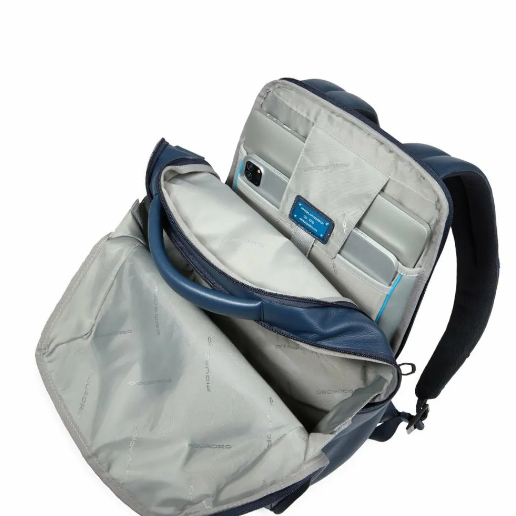 Clearance Piquadro Russel Daypack RFID Schutz Leder 41 cm Laptopfach blue