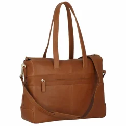 Plevier Edge Aktentasche RFID Schutz Leder 40 cm Laptopfach cognac