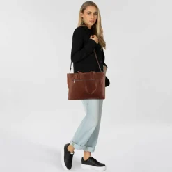 Plevier Shopper|Schultertaschen<Power Shopper Tasche Leder 43.5 cm Laptopfach cognac