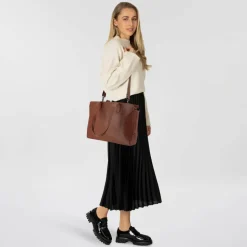 Best Plevier Power Shopper Tasche Leder 41 cm Laptopfach cognac