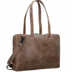 Plevier Schultertaschen<Pure Schultertasche Leder 43 cm Laptopfach taupe