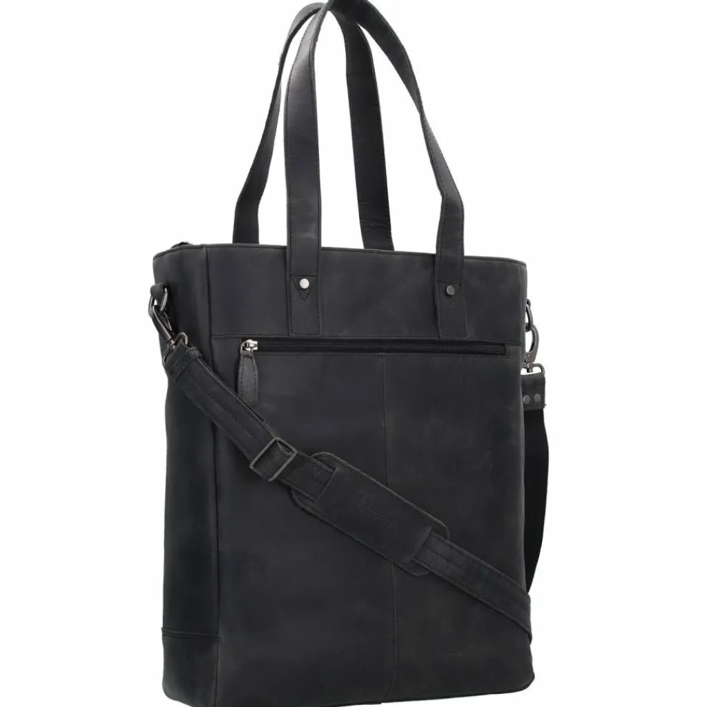 Plevier Shopper|Henkeltaschen<Retro Jackson Shopper Tasche Leder 31 cm Laptopfach schwarz