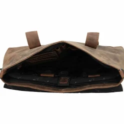 Plevier Schultertaschen<Retro Lamarr Schultertasche Leder 45 cm Laptopfach dunkelbraun