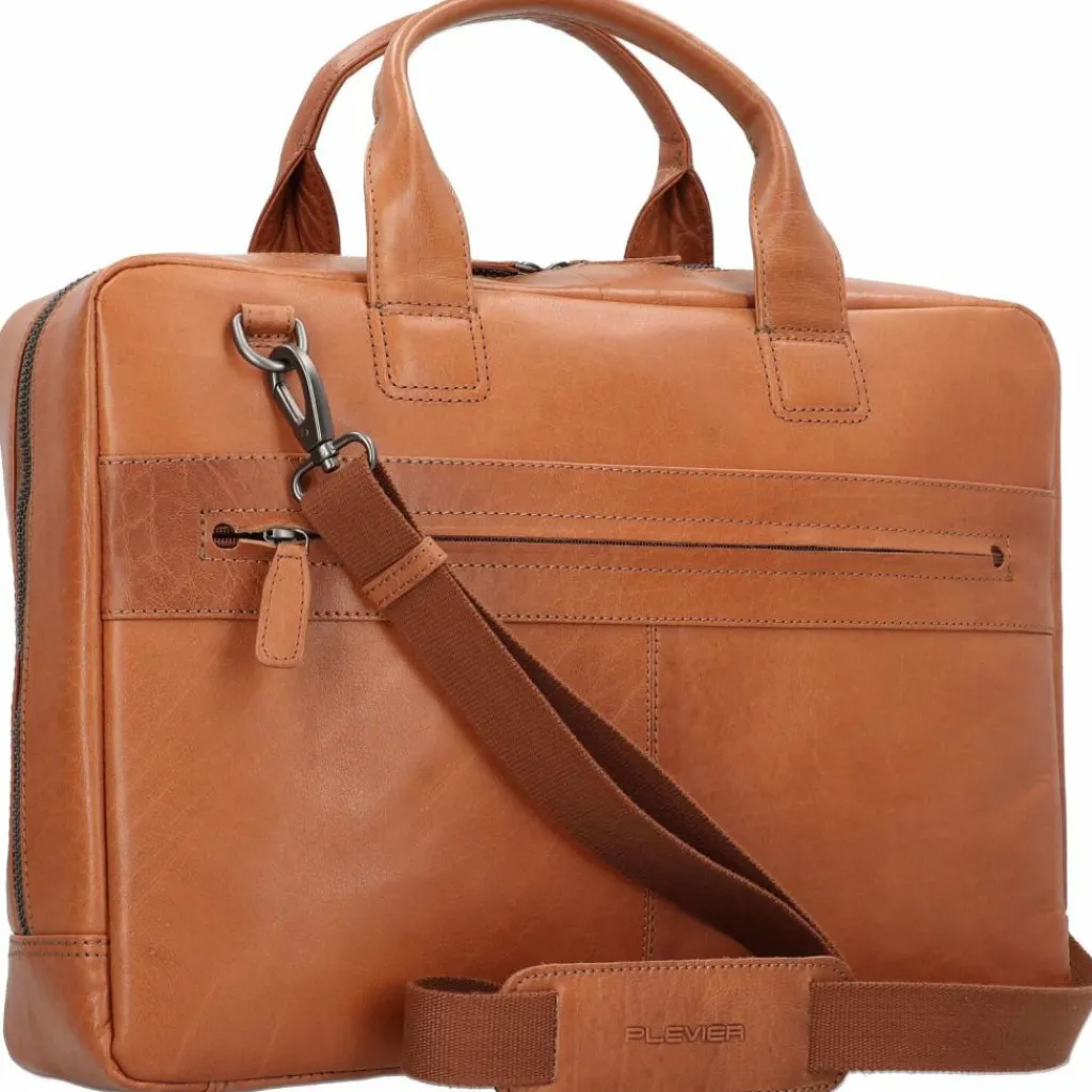 Plevier Laptoptaschen|Aktentaschen<Rock Aktentasche RFID Schutz Leder 43 cm Laptopfach cognac