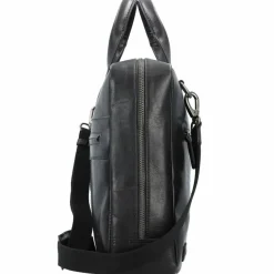 Plevier Rock Aktentasche RFID Schutz Leder 43 cm Laptopfach schwarz
