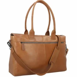 Clearance Plevier Rock Copal Schultertasche Leder 44 cm Laptopfach cognac
