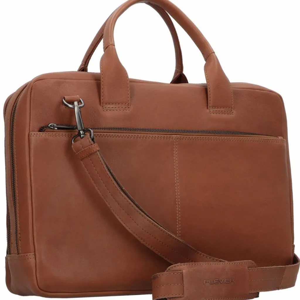 Outlet Plevier Structure Petronas Aktentasche Leder 40 cm Laptopfach cognac