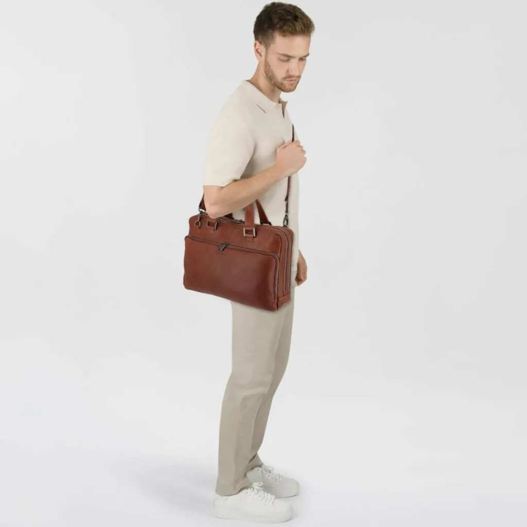 Plevier Laptoptaschen|Aktentaschen<Vintage Larry Aktentasche Leder 40 cm Laptopfach cognac