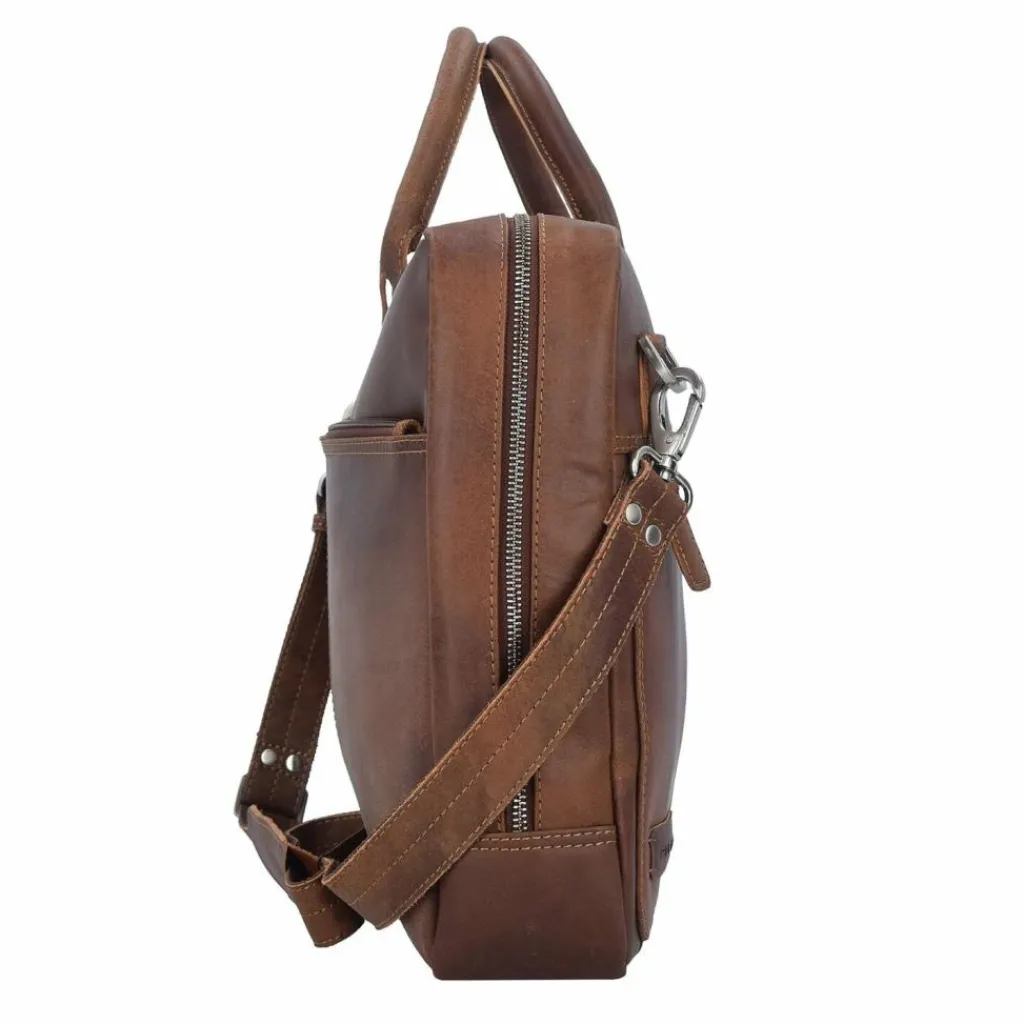 Sale Plevier Vintage London Aktentasche RFID Schutz Leder 41 cm Laptopfach braun