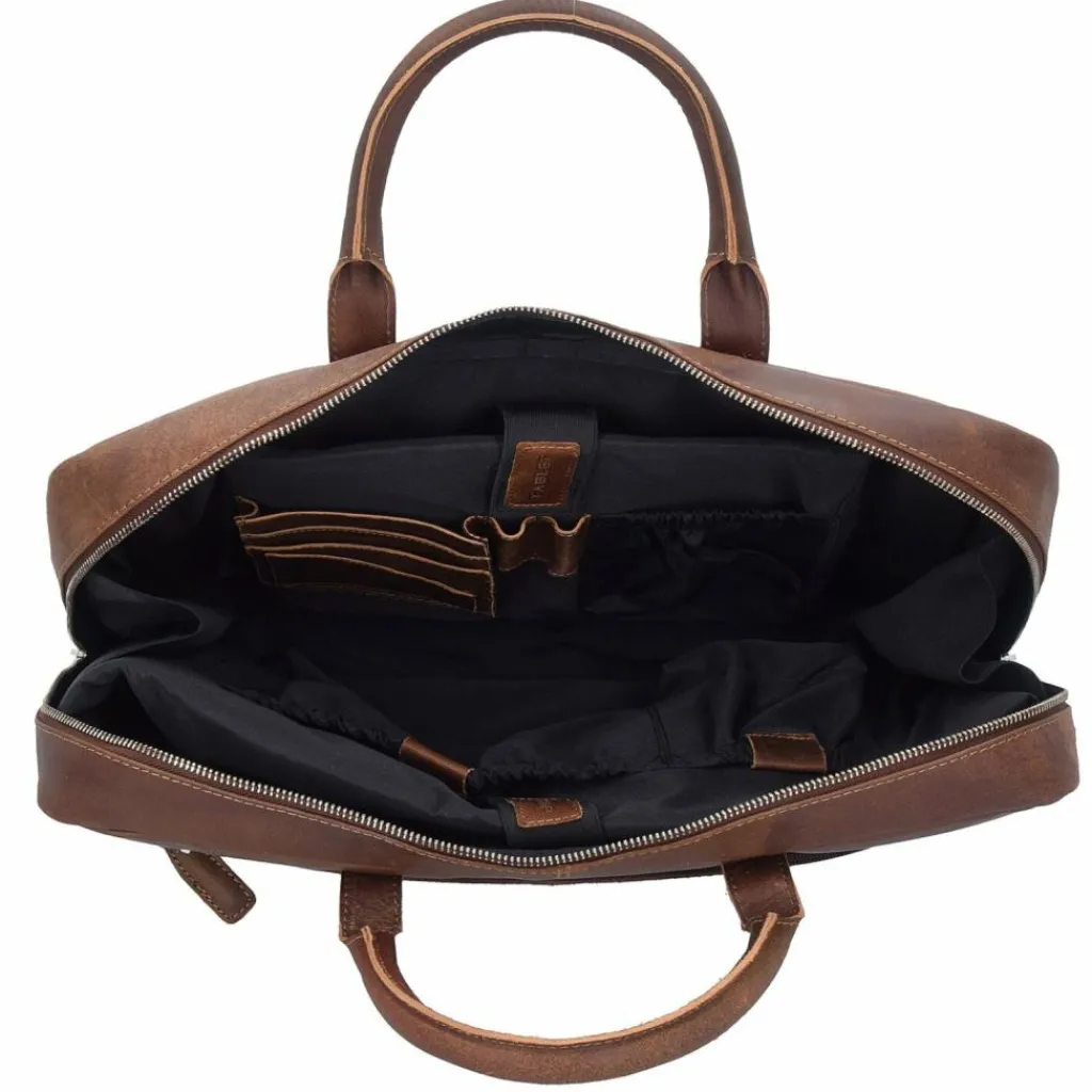Sale Plevier Vintage London Aktentasche RFID Schutz Leder 41 cm Laptopfach braun