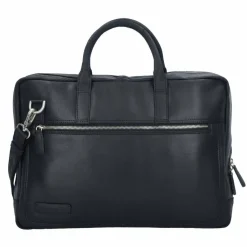 Plevier Vintage London Aktentasche RFID Schutz Leder 41 cm Laptopfach schwarz