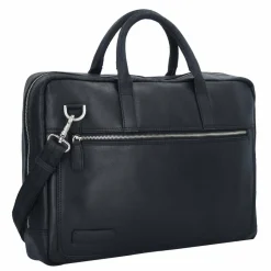 Plevier Vintage London Aktentasche RFID Schutz Leder 41 cm Laptopfach schwarz