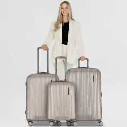 Polestream Koffersets Als Hartgepäck|Koffersets 3-Teilig<Moonrock 4 Rollen Kofferset 3-teilig mit Dehnfalte rosesilver brushed