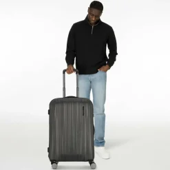 Polestream Hartgepäck|4-Rollen Koffer<Moonrock 4 Rollen Trolley 69 cm mit Dehnfalte black brushed