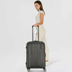 Polestream Hartgepäck|4-Rollen Koffer<Moonrock 4 Rollen Trolley 69 cm mit Dehnfalte black brushed