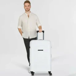 Polestream Hartgepäck|4-Rollen Koffer<Strz by Asteroid 4 Rollen Trolley L 74 cm mit Dehnfalte pearl white