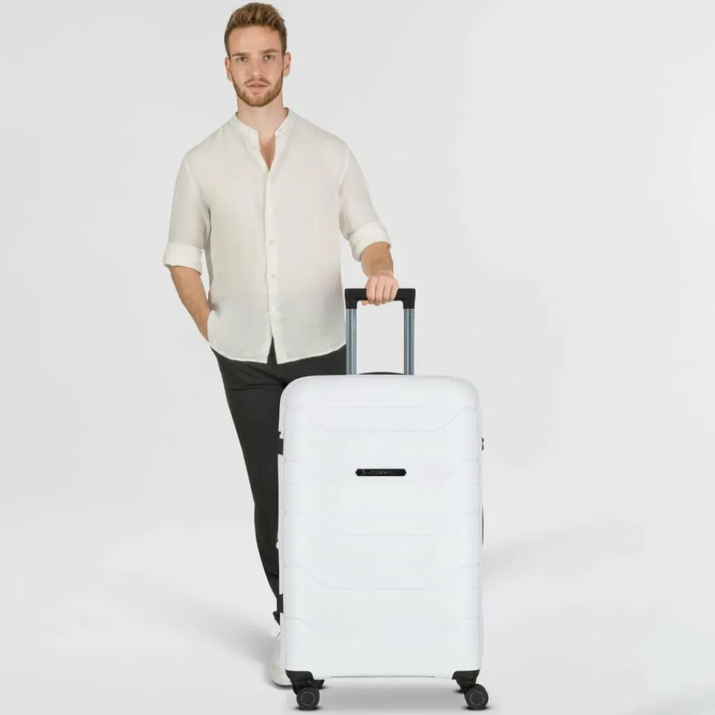 Polestream Hartgepäck|4-Rollen Koffer<Strz by Asteroid 4 Rollen Trolley L 74 cm mit Dehnfalte pearl white