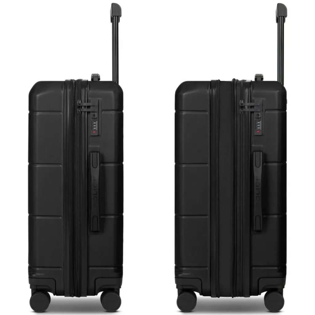 Outlet Police London 4 Rollen Kofferset 3-teilig mit Dehnfalte deep black