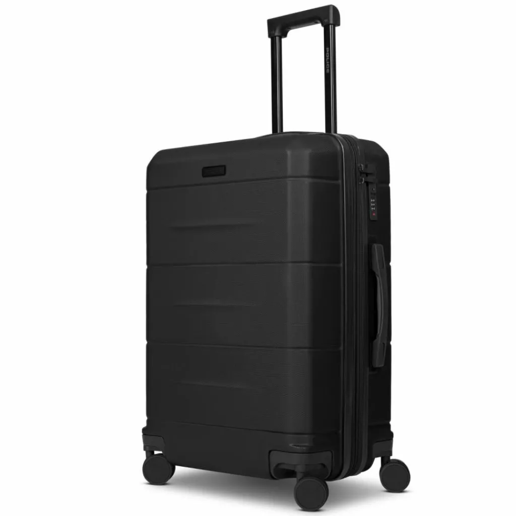 Outlet Police London 4 Rollen Kofferset 3-teilig mit Dehnfalte deep black