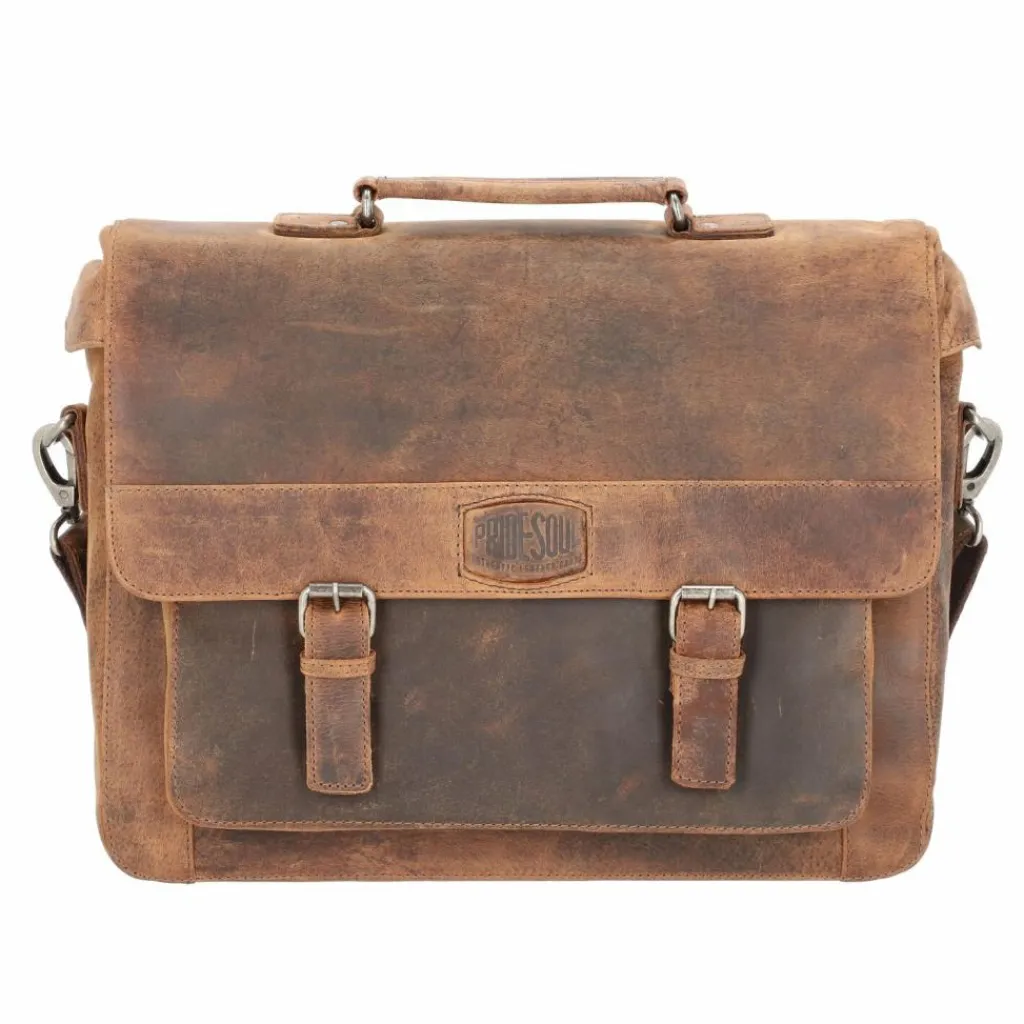 Discount Pride and Soul Aktentasche Leder 37 cm Laptopfach braun