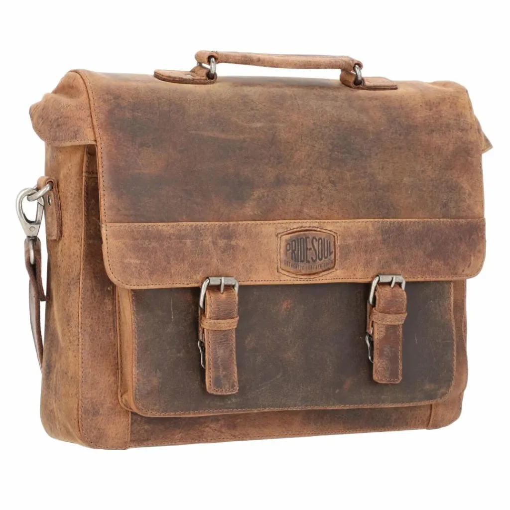Discount Pride and Soul Aktentasche Leder 37 cm Laptopfach braun