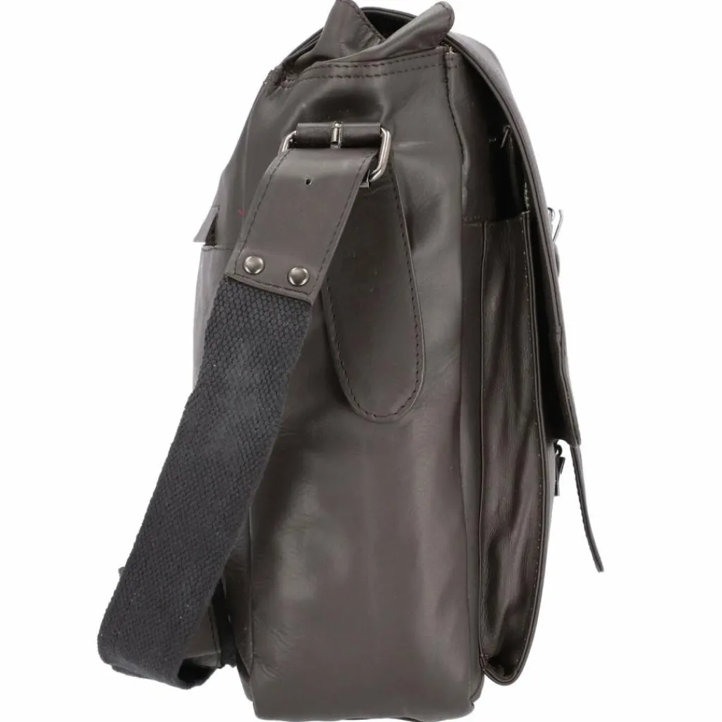 New Pride and Soul Neo Messenger Tasche Leder 33 cm Laptopfach dunkelbraun