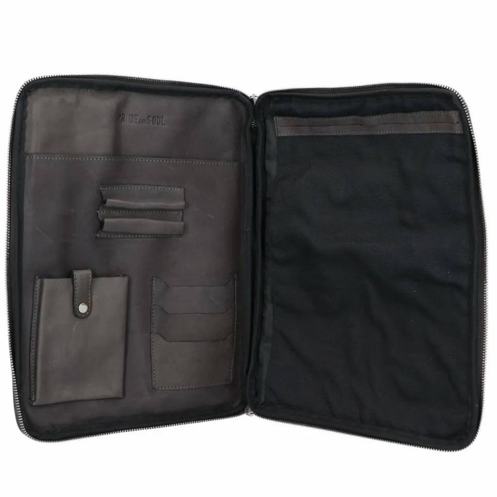 Discount Pride and Soul Terra Schreibmappe Leder 34 cm grau