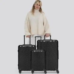 Sale Redolz Essentials 18 4 Rollen Kofferset 3-teilig mit Dehnfalte metallic-black shiny