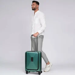 Redolz Hartgepäck Kabinengepäck|4-Rollen Kabinentrolleys<Essentials 14 4 Rollen Kabinentrolley S 55 cm Laptopfach mit Dehnfalte pearl-green metallic