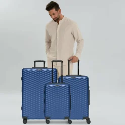 Best Redolz Essentials 18 4 Rollen Kofferset 3-teilig mit Dehnfalte metallic-blue shiny