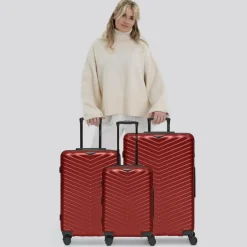 Redolz Koffersets Als Hartgepäck|Koffersets 3-Teilig<Essentials 18 4 Rollen Kofferset 3-teilig mit Dehnfalte metallic-red shiny