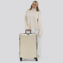 Redolz Hartgepäck|4-Rollen Koffer<Essentials 18 4 Rollen Trolley 76 cm mit Dehnfalte metallic-greige shiny