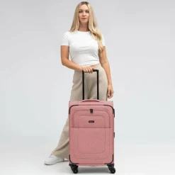 Redolz Weichgepäck|4-Rollen Koffer<Essentials 12 MEDIUM 4-Rollen Trolley 67 cm mit Dehnfalte rose