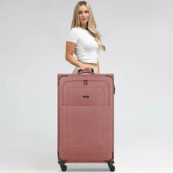 Redolz Weichgepäck|4-Rollen Koffer<Essentials 12 4-Rollen Trolley XL 90 cm sehr groß Sondergröße rose