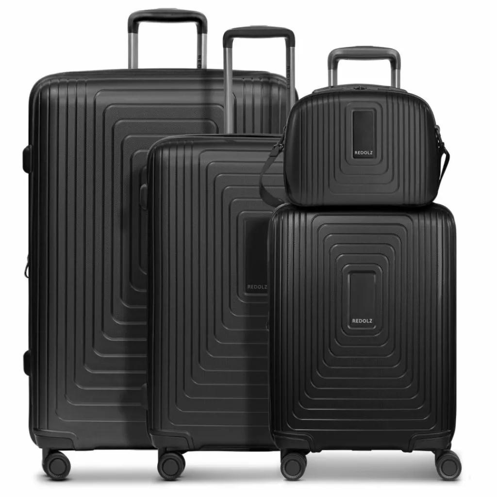 Redolz Koffersets Als Hartgepäck|Koffersets 4-Teilig<Essentials 14 4-Rollen Kofferset + Beautycase 4 tlg. mit Dehnfalte black metallic