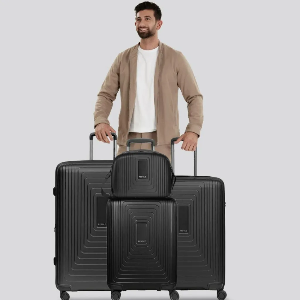 Redolz Koffersets Als Hartgepäck|Koffersets 4-Teilig<Essentials 14 4-Rollen Kofferset + Beautycase 4 tlg. mit Dehnfalte black metallic