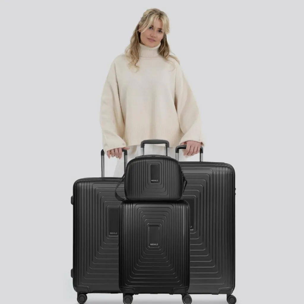 Redolz Koffersets Als Hartgepäck|Koffersets 4-Teilig<Essentials 14 4-Rollen Kofferset + Beautycase 4 tlg. mit Dehnfalte black metallic