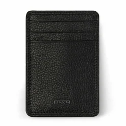 Redolz Visitenkartenetuis<Leather Essentials Kreditkartenetui RFID Leder 7 cm mit Geldscheinklammer all black