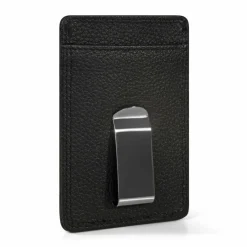 Redolz Visitenkartenetuis<Leather Essentials Kreditkartenetui RFID Leder 7 cm mit Geldscheinklammer all black