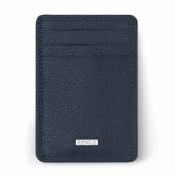 Redolz Visitenkartenetuis<Leather Essentials Kreditkartenetui RFID Leder 7 cm mit Geldscheinklammer navy