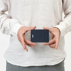 Redolz Visitenkartenetuis<Leather Essentials Kreditkartenetui RFID Leder 7 cm mit Geldscheinklammer navy