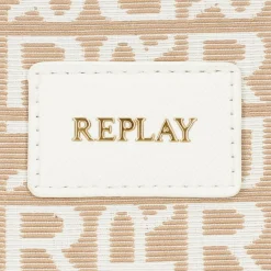 Online Replay Schultertasche 38 cm dirty white - sand